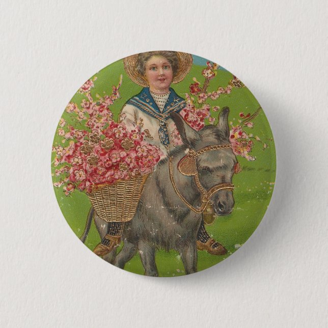 Adorable Vintage Postcard Button (Front)