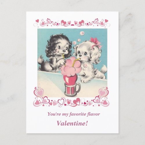 Adorable Vintage Puppies Share Float Valelntine Postcard