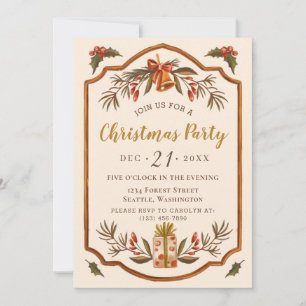 Adorable Vintage Retro Christmas Holiday Party Invitation