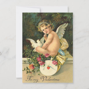 Adorable Vintage Valentine Cupid Cherub Note Card
