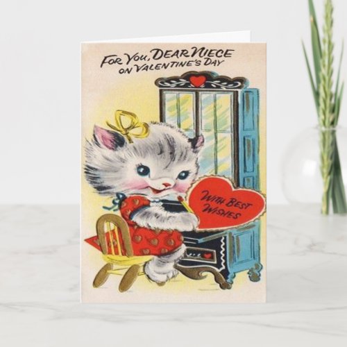 Adorable Vintage Valentines Day Card for Niece