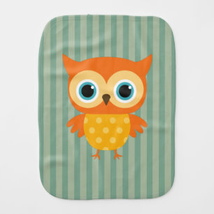 Adorable vintage yellow owl green lines cute baby burp cloth
