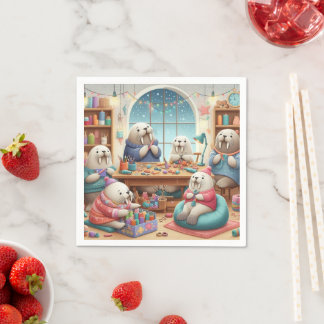 Adorable Walrus Birthday Napkins