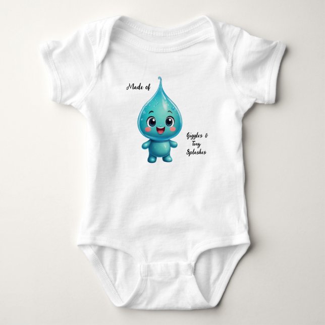 Adorable Water Droplet Cartoon Character – Cute Baby Bodysuit (Front)