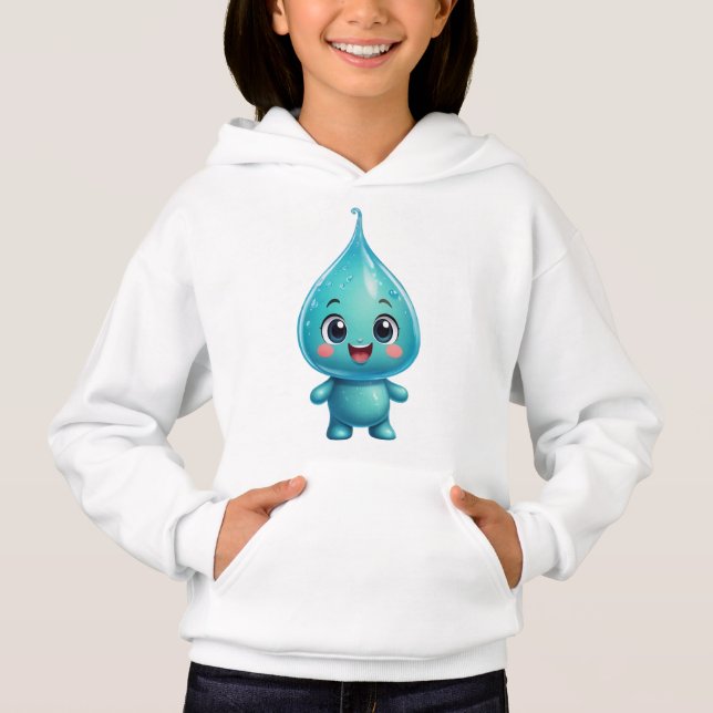 Adorable Water Droplet Cartoon Character – Cute Hoodie (Front)