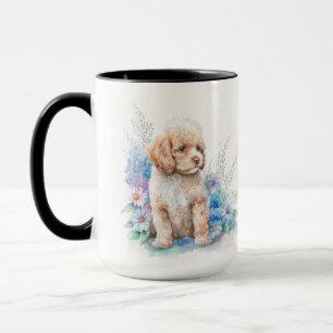 ADORABLE WATERCOLOR APRICOT FRENCH POODLE PUPPY MUG