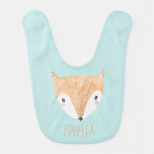Adorable Watercolor Baby Fox Bib