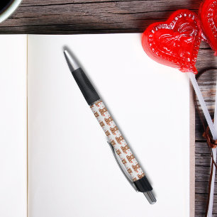 Adorable Watercolor Bear Valentine Cute Heart Pen