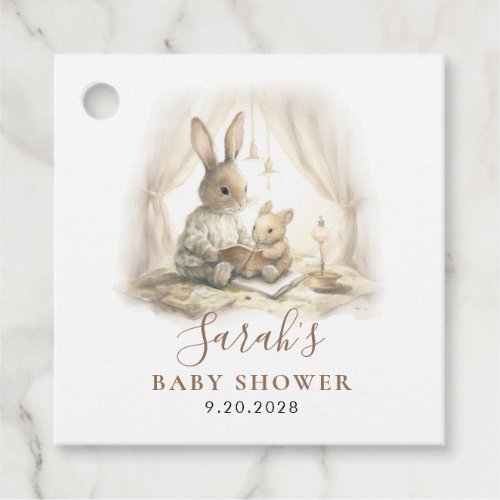 Adorable Watercolor Bunny Baby Shower Gift Favor Tags