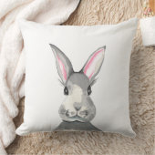 Adorable Watercolor Bunny Throw Pillow (Blanket)