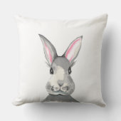 Adorable Watercolor Bunny Throw Pillow (Front)