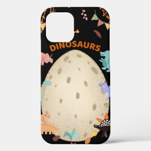 Adorable Watercolor Dinosaurs with Large Dino Egg iPhone 12 Case