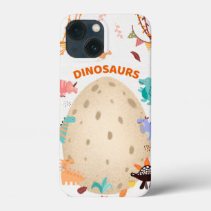 Adorable Watercolor Dinosaurs with Large Dino Egg iPhone 13 Mini Case