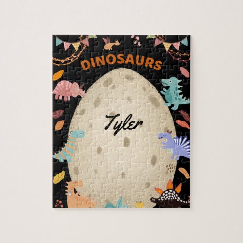 Adorable Watercolor Dinosaurs with Large Dino Egg  Jigsaw Puzzle