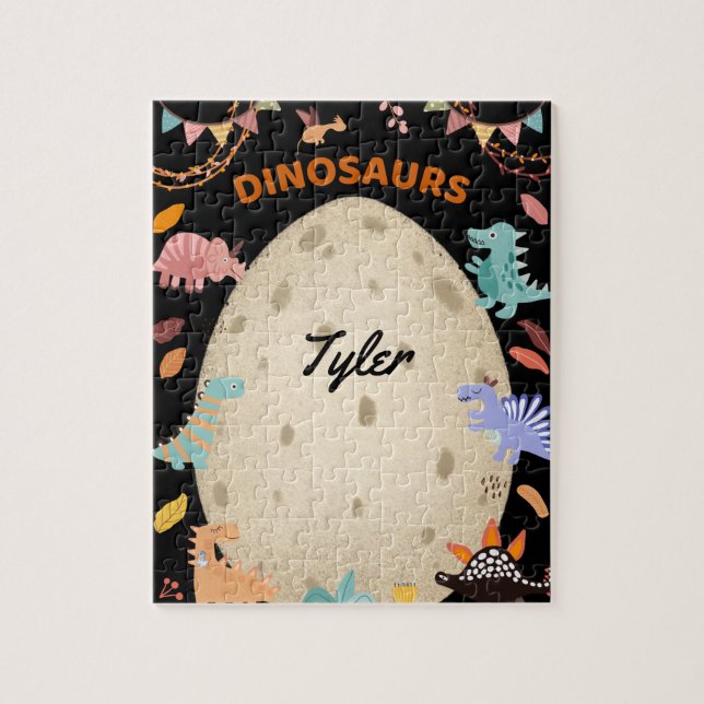 Adorable Watercolor Dinosaurs with Large Dino Egg  Jigsaw Puzzle (Vertical)
