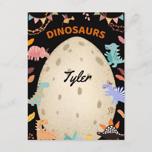 Adorable Watercolor Dinosaurs with Large Dino Egg  Postcard