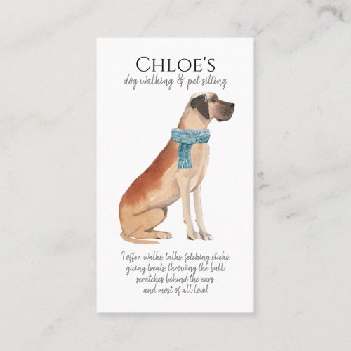 Adorable Watercolor Dog Walker Pet Sitter  Business Card