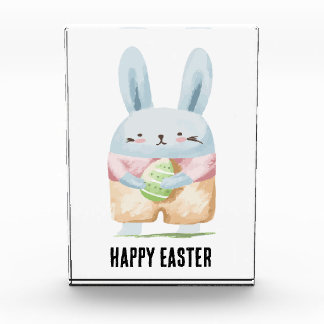 Adorable Watercolor Easter Bunny Photo Block