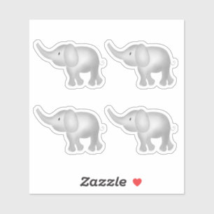 Adorable Watercolor Elephants Set of 4 Children's Sticker