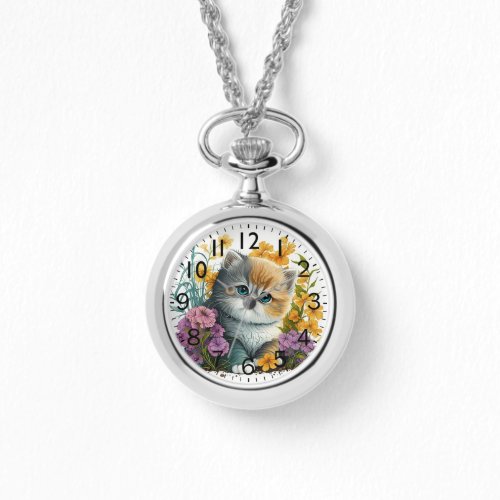 Adorable Watercolor Exotic Shorthair Kitten Print Watch