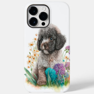 ADORABLE WATERCOLOR GRAY POODLE PUPPY DOG iPhone 14 PRO MAX CASE
