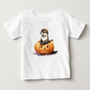 Adorable Watercolor Halloween Otter Baby T-Shirt