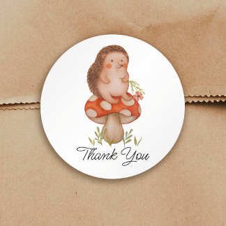 Adorable Watercolor Hedgehog Baby Shower Thank You Classic Round Sticker
