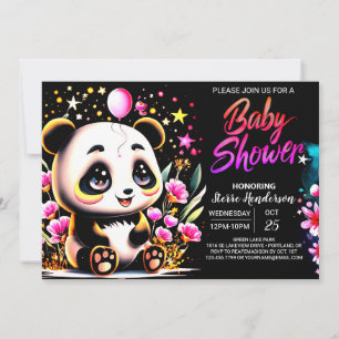 Adorable Watercolor Panda Haven Girl Baby Shower Invitation