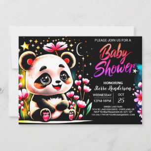 Adorable Watercolor Panda Haven Girl Baby Shower Invitation