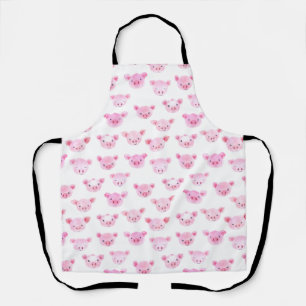 Adorable Watercolor Pink Pig Face Pattern Apron