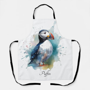 Adorable Watercolor Puffin, custom Apron