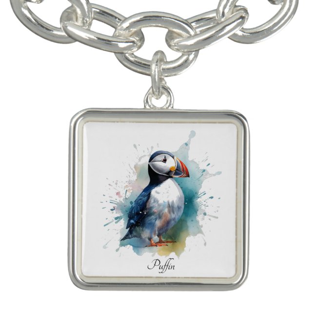 Adorable Watercolor Puffin, custom Bracelet (Design)