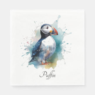 Adorable Watercolor Puffin, custom Napkins