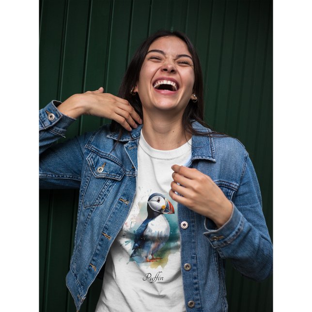 Adorable Watercolor Puffin, custom T-Shirt (Creator Uploaded)