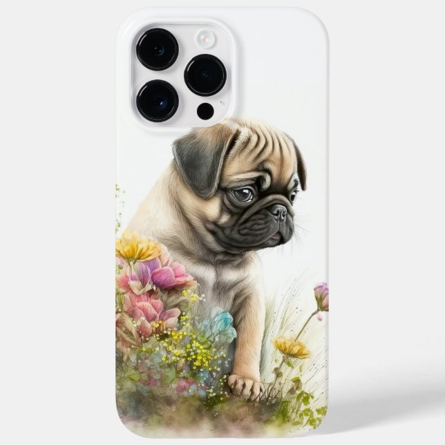 ADORABLE WATERCOLOR PUG PUPPY DOG Case-Mate iPhone CASE (Back)