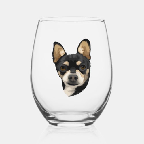 Adorable Watercolor Pup Stemless Wine Glass