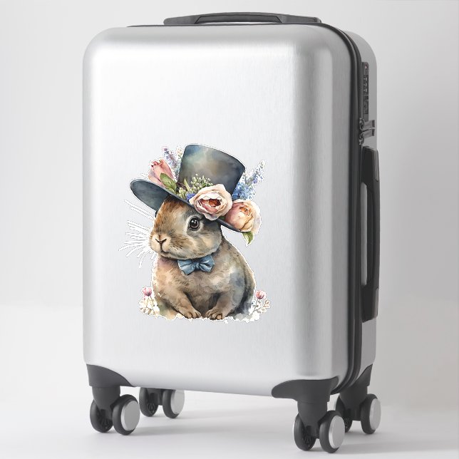 Adorable Watercolor Rabbit Sticker (Suitcase)