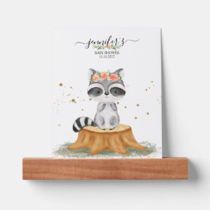 Adorable Watercolor Raccoon Baby Shower Picture Ledge