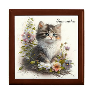 Adorable Watercolor Ragamuffin Kitten Gift Box