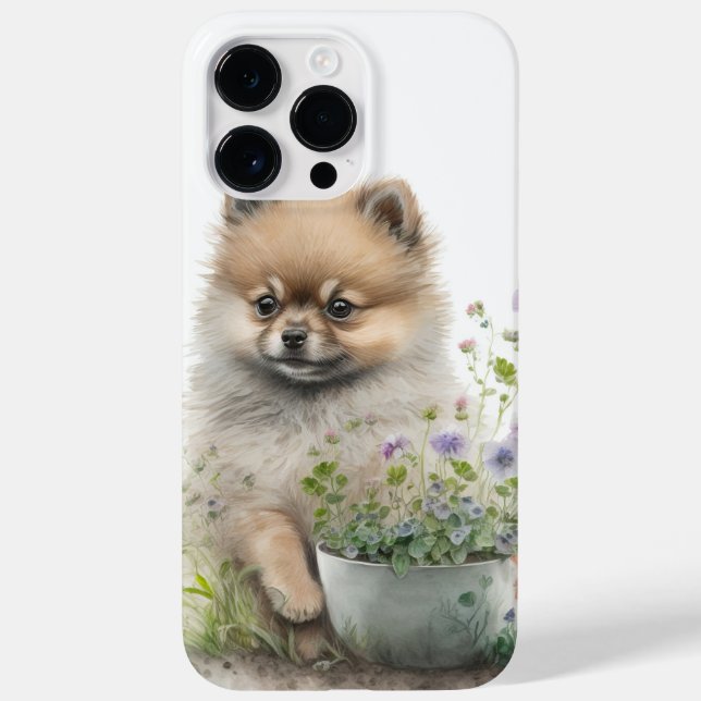 ADORABLE WATERCOLOR RED POMERANIAN PUPPY DOG Case-Mate iPhone CASE (Back)