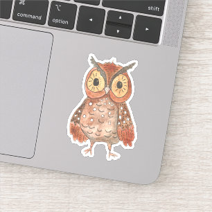 Adorable Watercolor Screech Owl Sticker