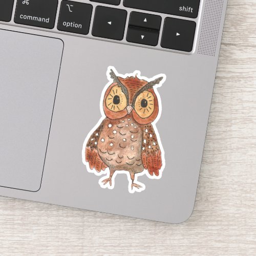 Adorable Watercolor Screech Owl Sticker