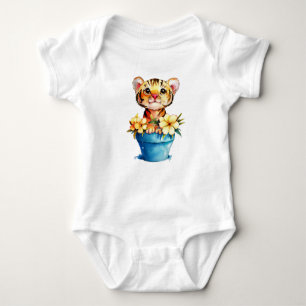 Adorable Watercolor Tiger It's a Boy Baby Bodysuit