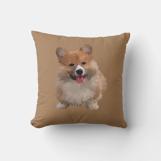 Adorable Watercolor Welsh Corgi Pillow (Front)