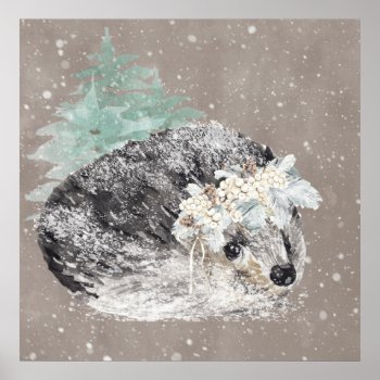 Adorable Watercolor Woodland Animals Art For Kids Poster by Vanillaextinctions at Zazzle