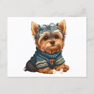 Adorable Watercolor Yorkshire Terrier Puppy Postcard