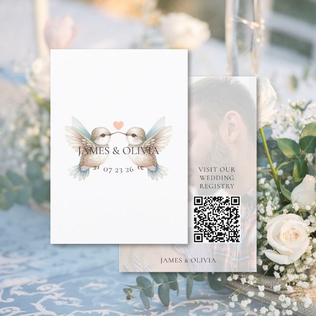 Adorable Wedding Add Photo QR Code Enclosure Card (Adorable Wedding Add Photo QR Code Enclosure Card (front and back))