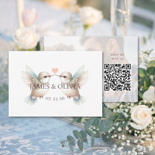 Adorable Wedding Add Photo QR Code RSVP Card