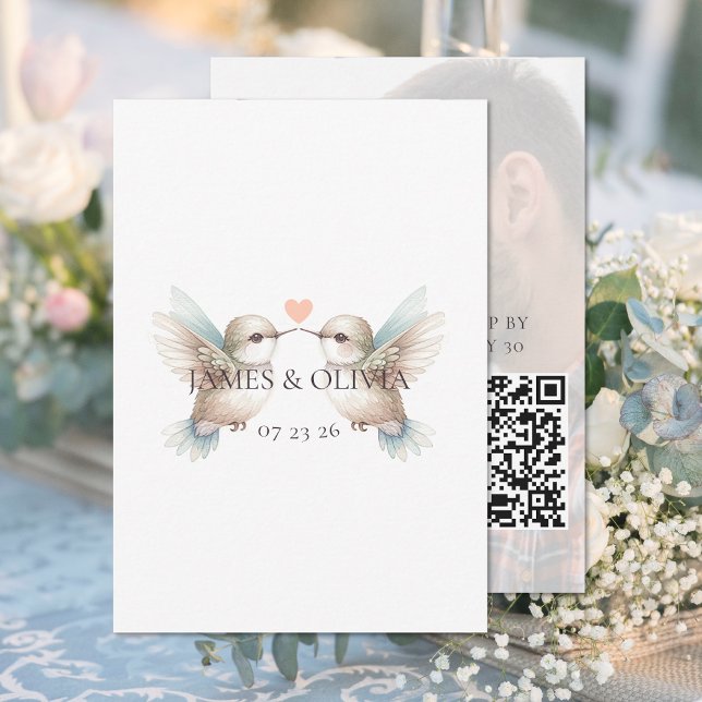 Adorable Wedding Add Photo QR Code RSVP Cards (Creator Uploaded)