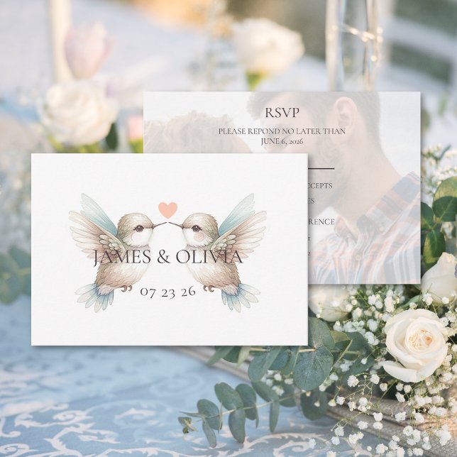 Adorable Wedding Add Photo RSVP Card (Adorable Wedding Add Photo RSVP Card (front and back))